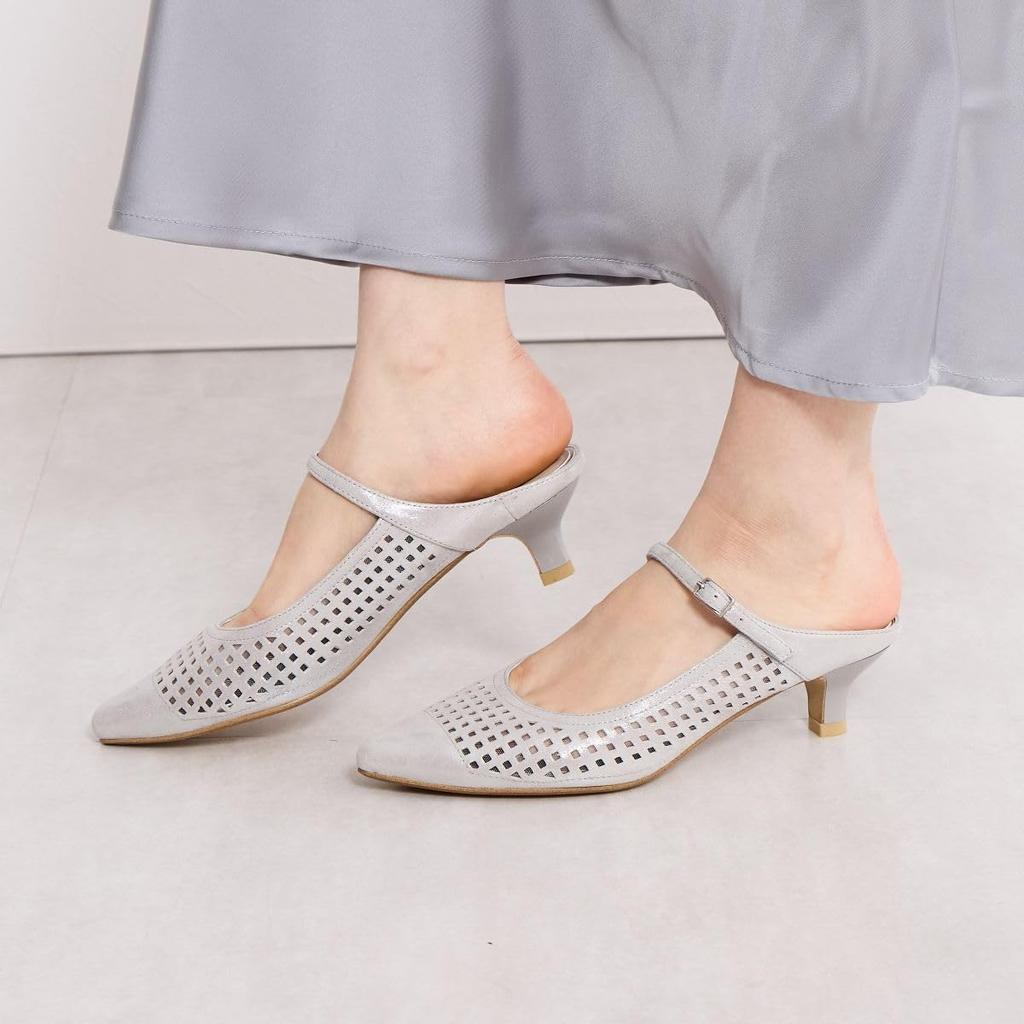 HIMIKO/Himiko/Pointed Toe Mesh Mule/651512 Gray 240