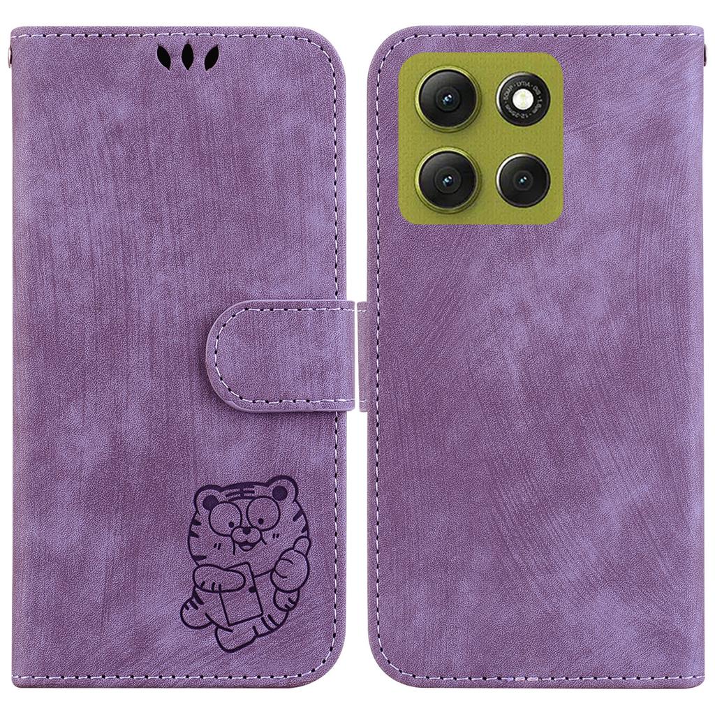 For Motorola Moto G86 5G Wallet Case Tiger Imprint Leather Shockproof Phone Cover with Wrist Strap