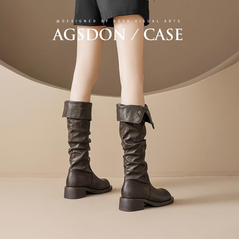 Augustine Boots Women's 2025 New Autumn and Winter Merad Small Men Two Wear Pile Boots Tall Knight Boots