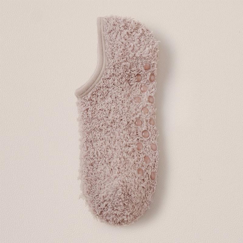 Coral Fleece Socks Women's Plush Floor Socks To Keep Warm In Autumn Winter Indoor Home Furnishing Plus Velvet Non-slip Short Tube Sleeping Boat Socks