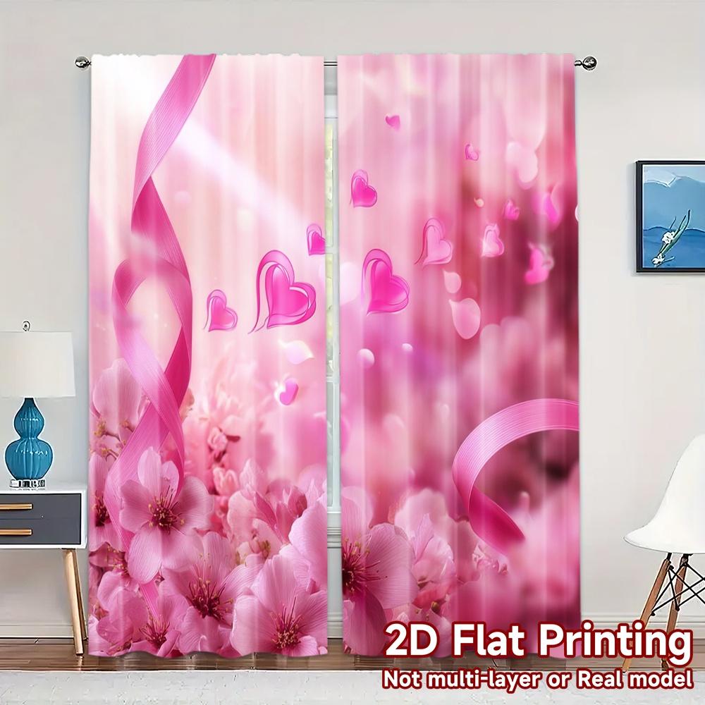 

Set Of 2 Minimalist Flat Printing Curtains Without Rod Blossom Ribbon Popular Versatile Fabric All Seasons Curtain Polyester W100*H70(CM)-Rod Pocket&2PCS