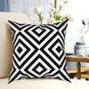 Geometrische Schwarz-Weiß-Linien-Quadrat-Kissenbezug Polyester Bedruckter Reißverschluss Dekorative Kissenhülle für Zimmerkissenbezug