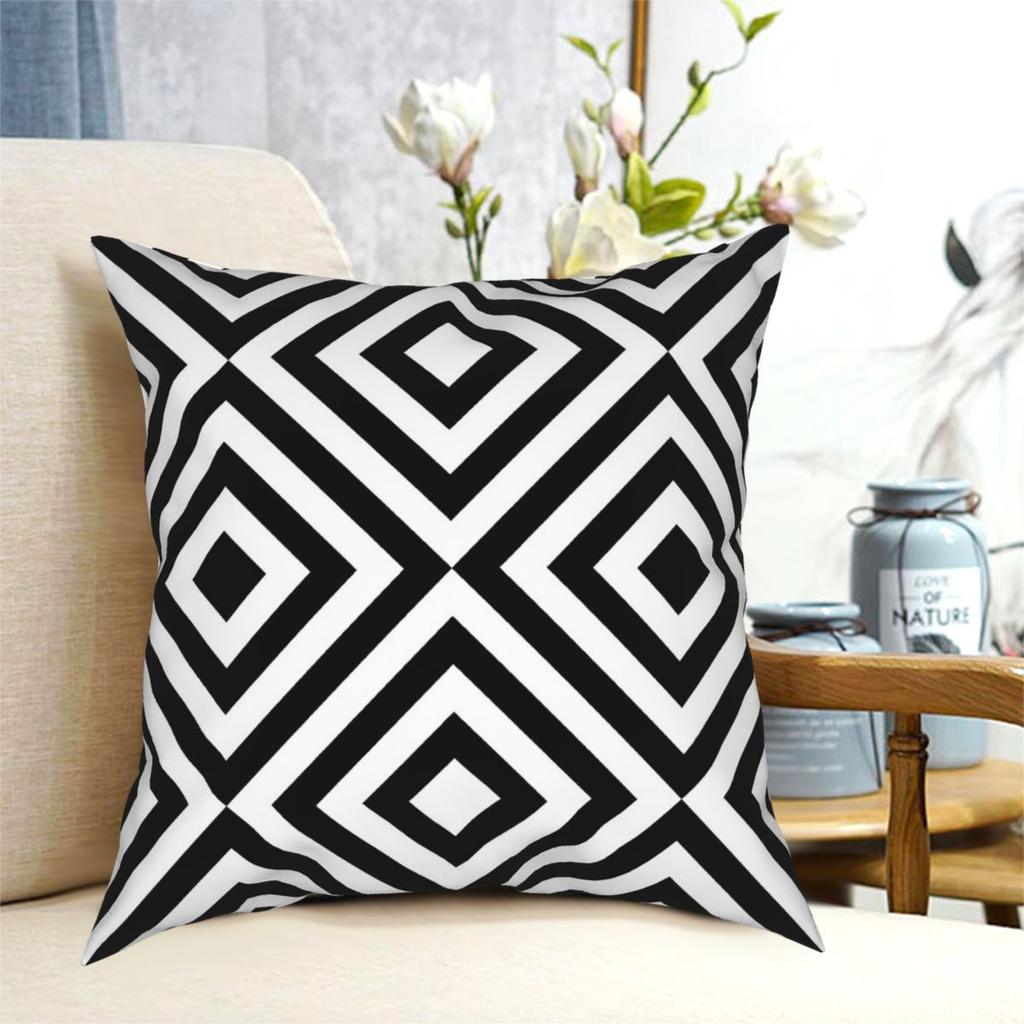 Geometric Black And White Line Square Pillowcase Polyester Printed Zipper Decorative Throw Pillow Case for Room Cushion Cover
