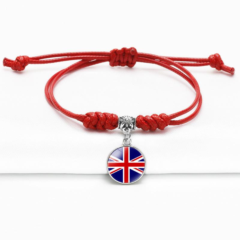 Red Bracelet Trendy With Timeless Gem European Country Flags Unisex Material Mixed