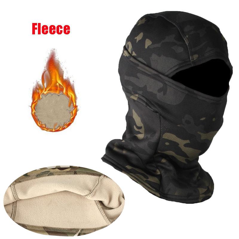 Fleece Tactical Camouflage Balaclava Full Face Mask Winter Warm Wind Shield Biking Hiking Skiing Scarf Hat Bandana Neck Gaiter