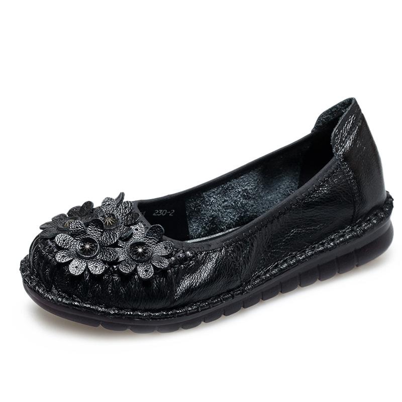 

Женские универсальные туфли на плоской подошве из мягкой кожи, удобные туфли на мягкой подошве из говядины, туфли из натуральной кожи ZXW-9931 35 чёрный