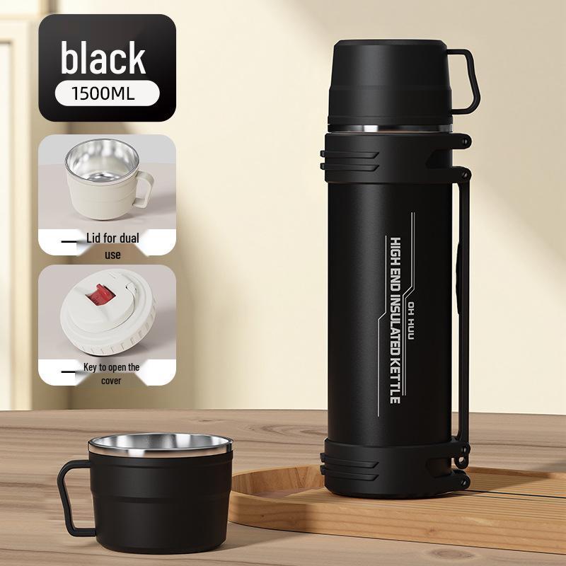 New Large Capacity 316 Stainless Steel Travel Thermos with Steel Lid - Outdoor & Car Water Bottle Cup
