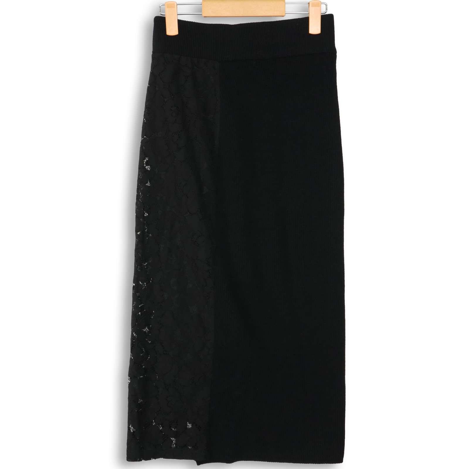 AZUL by moussy Autumn/Winter Lace Switch Tight Long Knit Skirt Sz.S Women s Black
