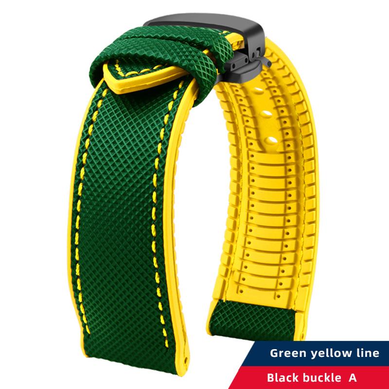 12 color high quality rubber Watchband 20 21 22 23mm 24mm for men and women watchstrap accessories Black red orange yellow Green