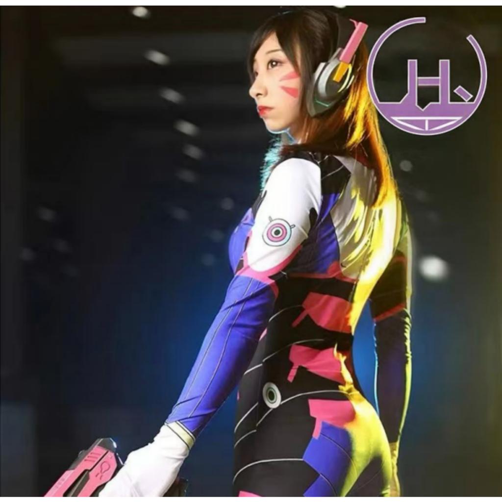 Anime Woman Jumpsuit Tights Dva Cosplay Costume Game Zentai Wig Cosplay Props Headphone Suit D.Va Cos Party Halloween Costumes