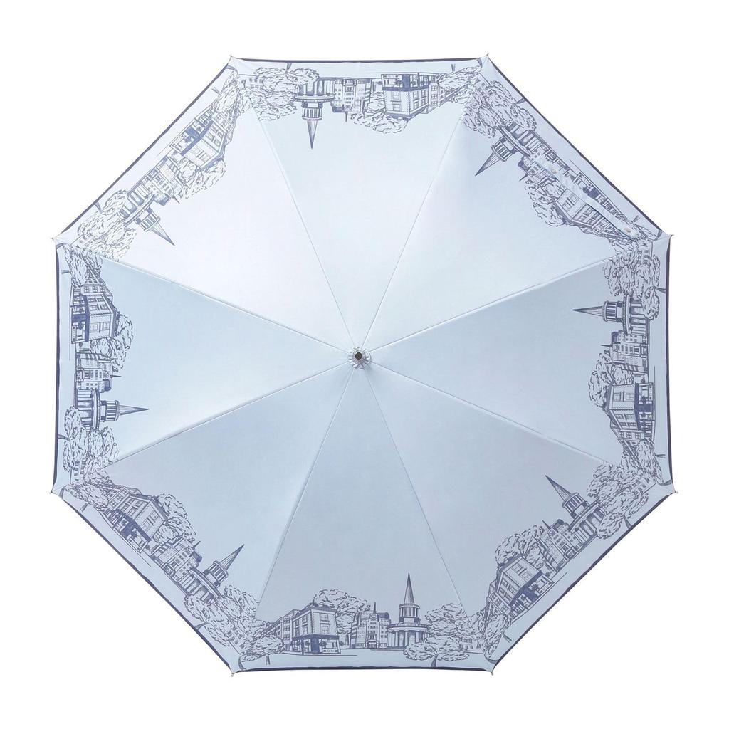 Moonbat Solfeggio Mode Long Perfect for and Rain or Premium Light Heat and UV Cityscape Blue Women's Parasol, Umbrella, Commuting, School, Shine,