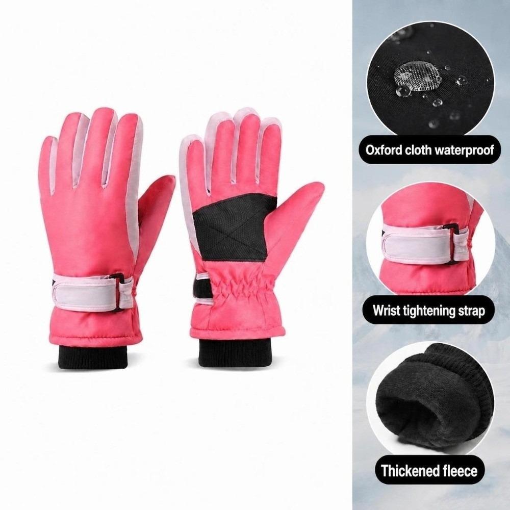 Warm Fleece Lining Winter Ski Gloves Waterproof Finger Gloves Durable Kids Snow Gloves  for Boys