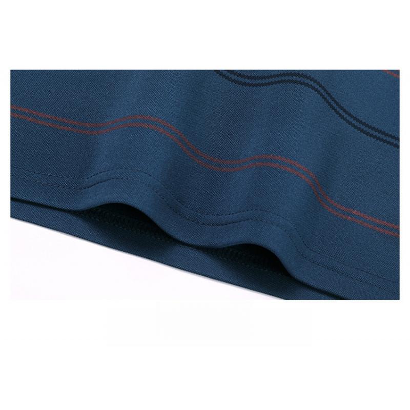 Spring And Autumn High-End Business Casual Polo Shirt For Middle-Aged Men Turn-Down Collar Long Sleeve Striped Versatile T-Shirt For Men