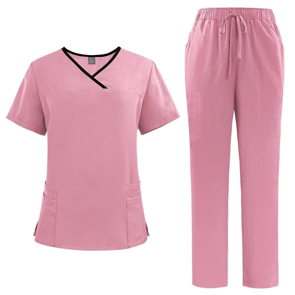 Krankenschwester Uniform Medizinische Schönheit SPA Uniform Zahnarzt Kittel Pflege Gesundheitswesen Kittel Set Damen Chirurgie Kittel Oberteil+Hose Anzug Großhandel