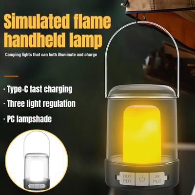 Outdoor Camping LED Flashlight Touch 3 Colors USB Rechargeable Portable LED Tent Lanterna Outdoor Portable Emergency Light Bulb
