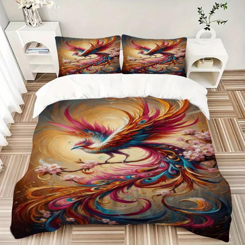 3pcs Mythical-Bird Duvet Cover Set - Includes 1 Duvet Cover and 2 Pillowcases, No Quilt Core, All-Season Home Decor yy251111083