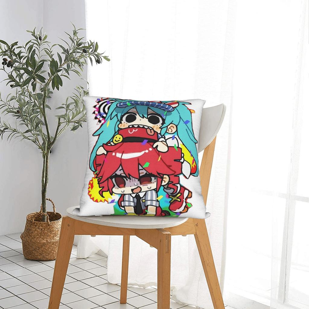 Chibi Mesmerizer Kasane Teto Square Pillowcases Sofa Kawaii Cushion Case Virtual Singer Home Decoration Pillowcase 40*40
