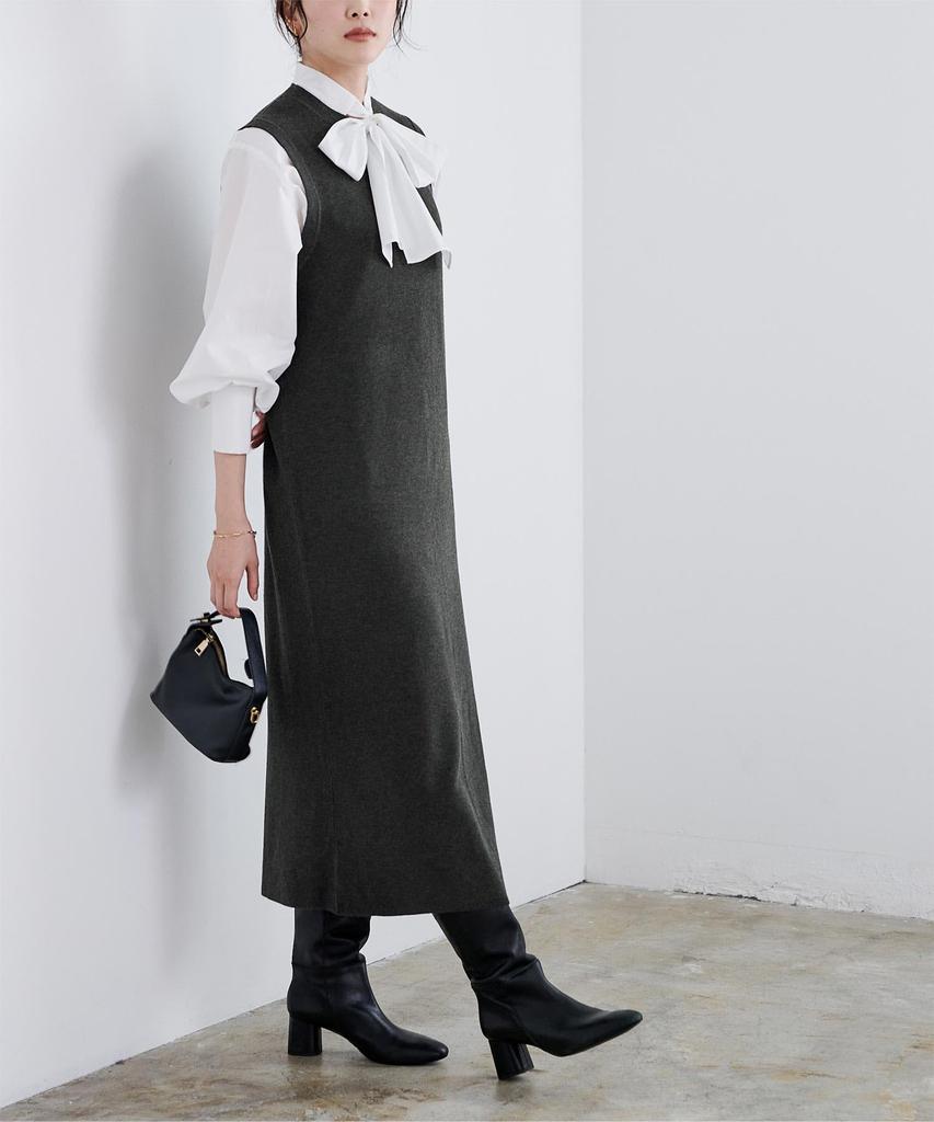 Yours BEXU1671 Deep Armhole Sleeveless Knit Size Gray Women's Dress, M,