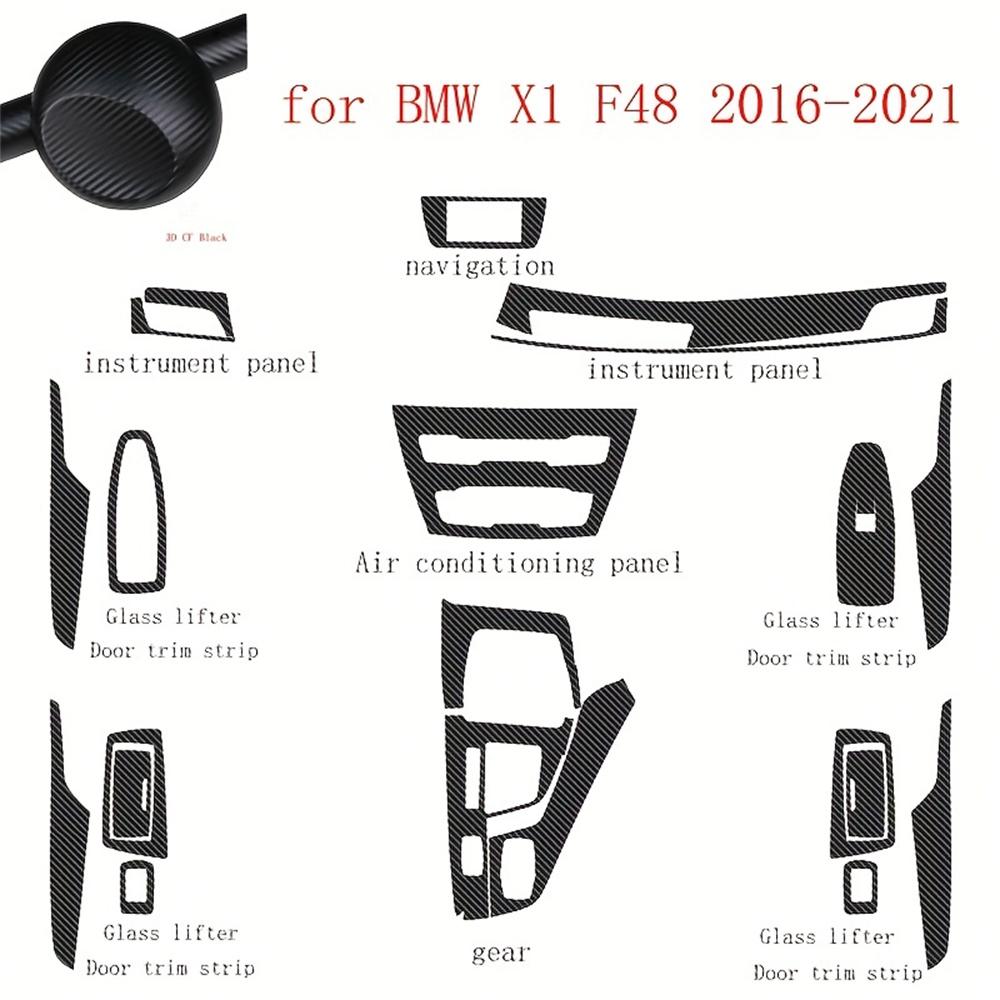 Carbon Fiber For BMW X1 X2 F48 F39 2016- Car Film Interior Stickers Center Console Gear Dashboard Air Door Handle Lift Panel