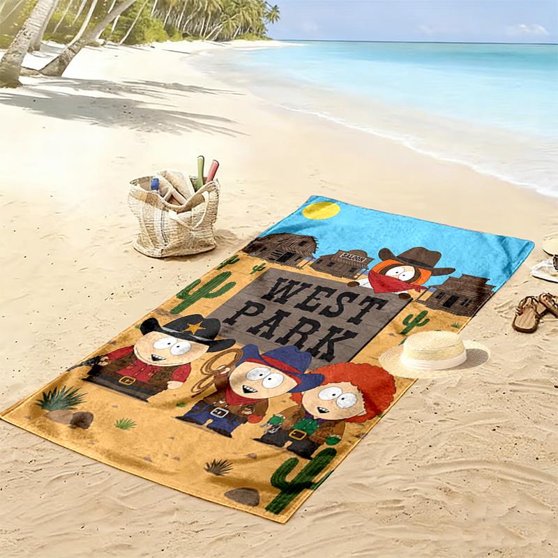 Cartoon Park South Print Beach Towel, Large Soft Quick Dry Towel for Beach Camping Swimming