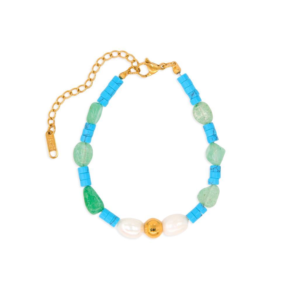 Women s Retro Summer Stone & Pearl Beaded Necklace with Clavicle Chain