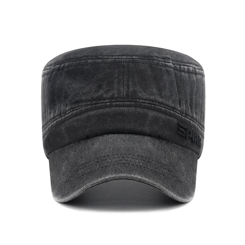 Men's Washed Faded Duckbill Cap - Flat Top Sunshade for Spring & Autumn