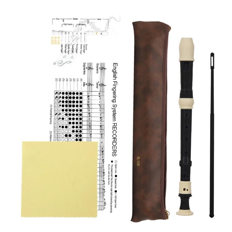 Soprano Recorder 8 Hole Clarinet Vertical Flute With Fingering Chart Instruction чёрный