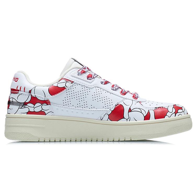 New Disney x LiNing Low-Top Skateboard Shoes Men's White Red AGCS145-1