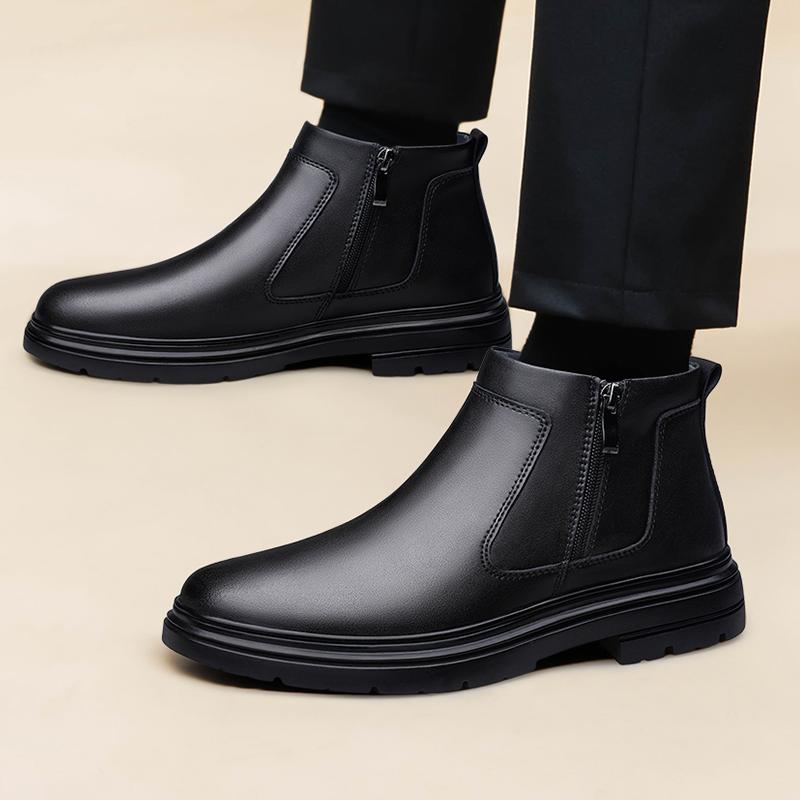 Autumn Winter Plush Snow Boots New Designer Ankle Boots for Men Fashion Casual Shoe Zipper High Top Man Chelsea Boots Warm Botas