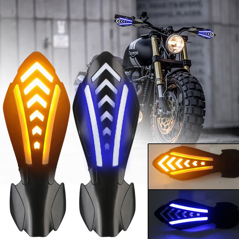 Motorcycle Handguards 1 Pair Waterproof Motocross Handlebar Guards Windproof with LED Flowing Turn Signals