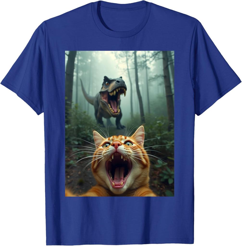 Cat Selfie With T-Rex Dinosaur - Funny Animals Design Unisex T-Shirt