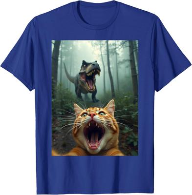 Cat Selfie With T-Rex Dinosaur - Funny Animals Design Unisex T-Shirt