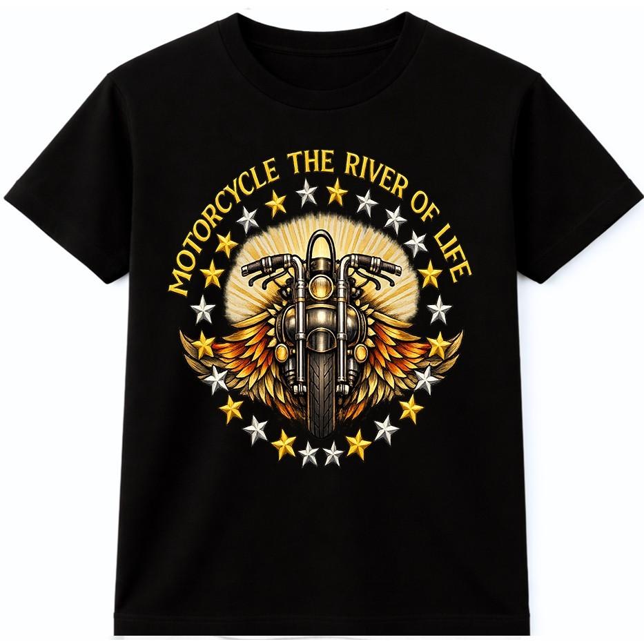 Motorcycle T-Shirt Biker Graphic Tee Chopper Rider Motorbike Rock Gift Top S разноцветный