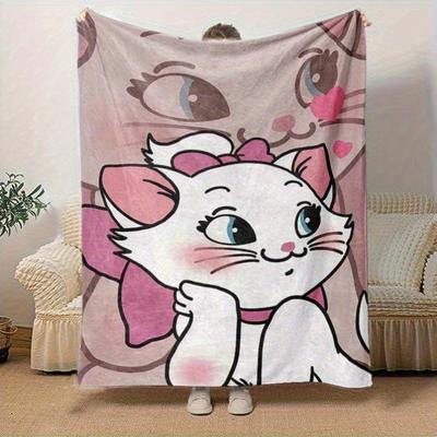 1pc Adorable Cartoon Cat Print Blanket Perfect for Home Decor, Couch Cover, Outdoor Use, Travel , Office Nap, Gift Idea
