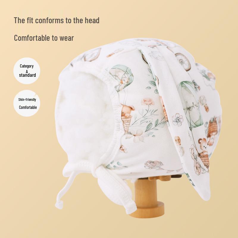 Bunny Ear Knitted Newborn Bonnet - Windproof Hat for 0-12 Months