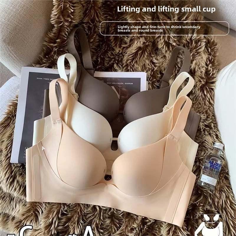 Lifting Queen Thin Seamless Wireless Bra, Push Up Bust Lift Side Gathering Breathable Small Bust Enhancing Women Bra