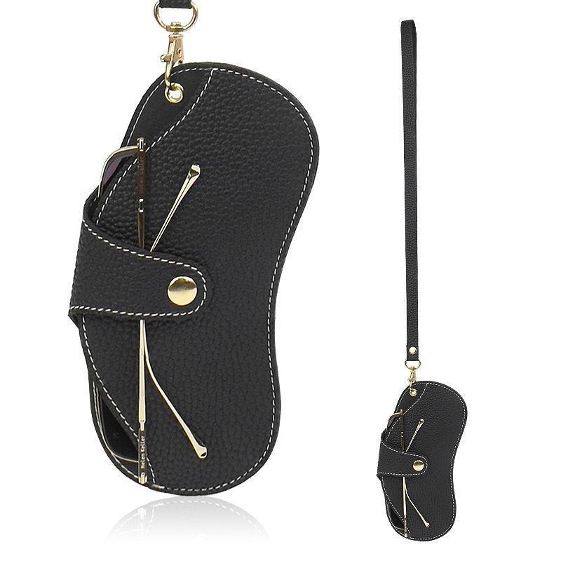 Glasses Case Portable Neck Hanging Soft Leather Scratch Wear Resistant Glasses Bags PU Leather Glasses Holder