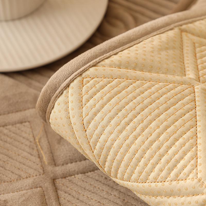 New Winter Solid Color Embroidered Plush Couch Cushion Dutch Velvet Sofa Mat Simplicity Anti Slip Thickening Sofa Cushion Towel