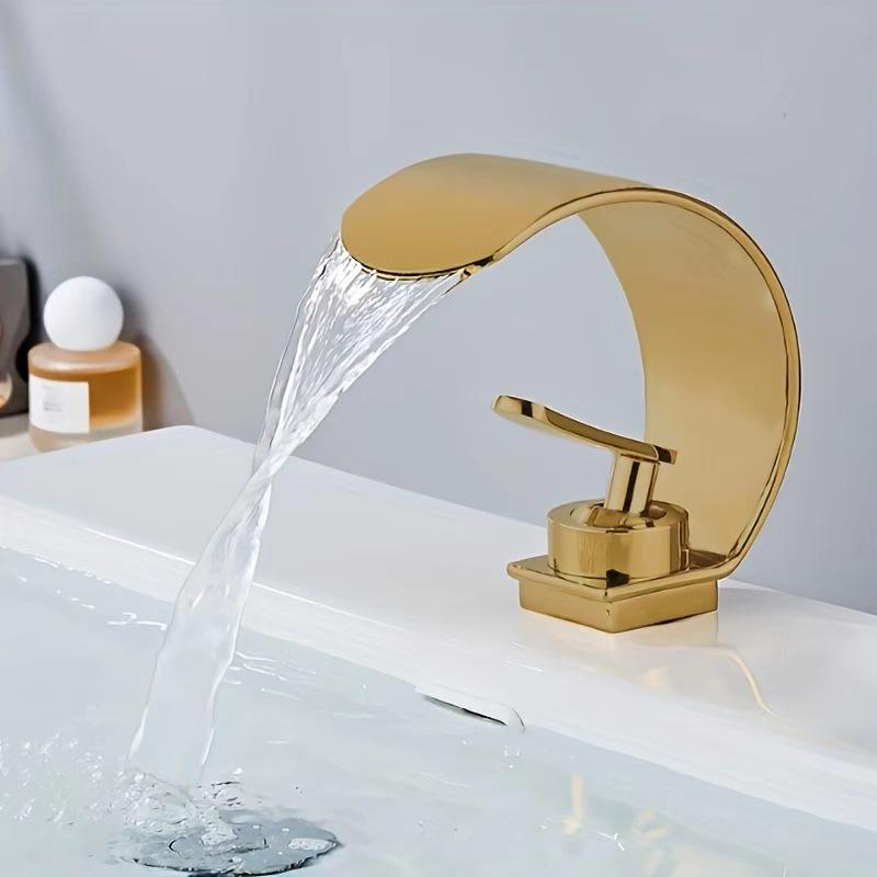 Luxury Brass Hot & Cold Waterfall Faucet for Bathroom Washbasins