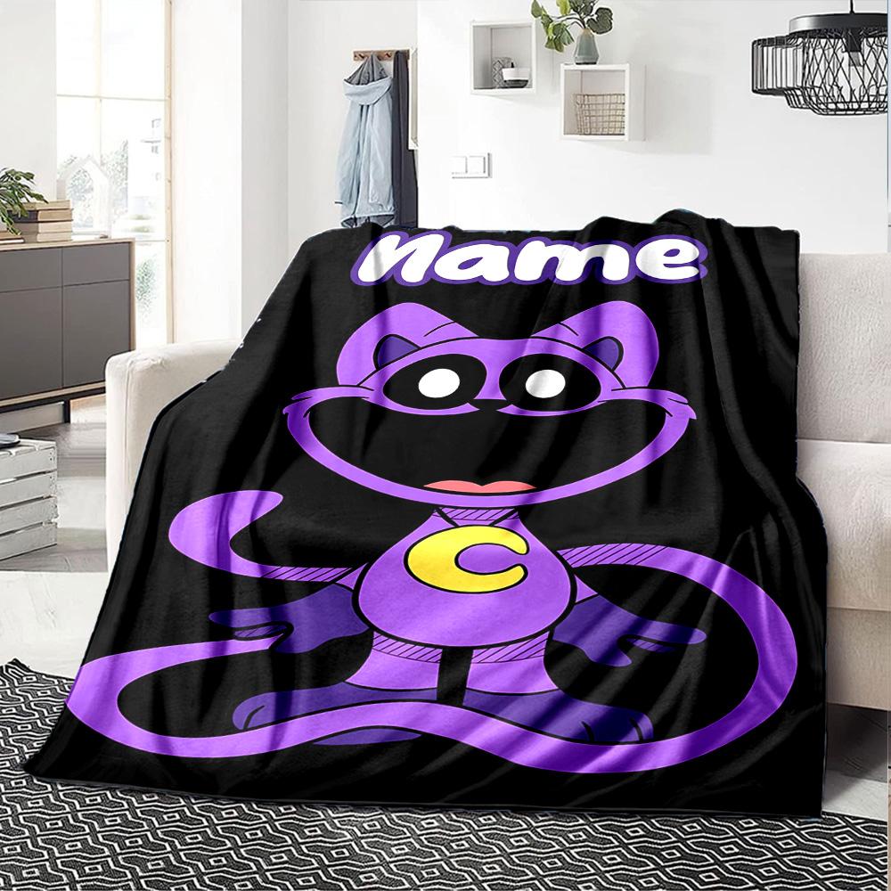 Customiz Name Personality Smiling Critters Blanket Soft &Warm Sofa Office Bed Travel Lunch Break Blanket, Gift Suitable All Seasons
