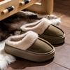 Fashion Litfun Plush Lining Women's Slippers Slip On Thick Bottom Slides Anti-slip Indoor Cotton Slides Furry Cozy Warm Outdoor Slippers