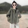Women's Solid Hooded Loose-Fit Long Sleeve Jacket
