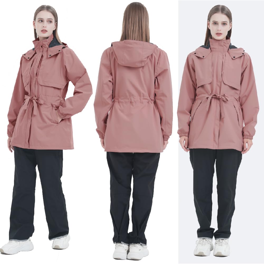 Rainwear Top and Bottom Stretch Suitable for and Outdoor Activities [TopKylin] Women's Set Raincoat, Set, Warm, Waterproof, Windbreaker, Material,