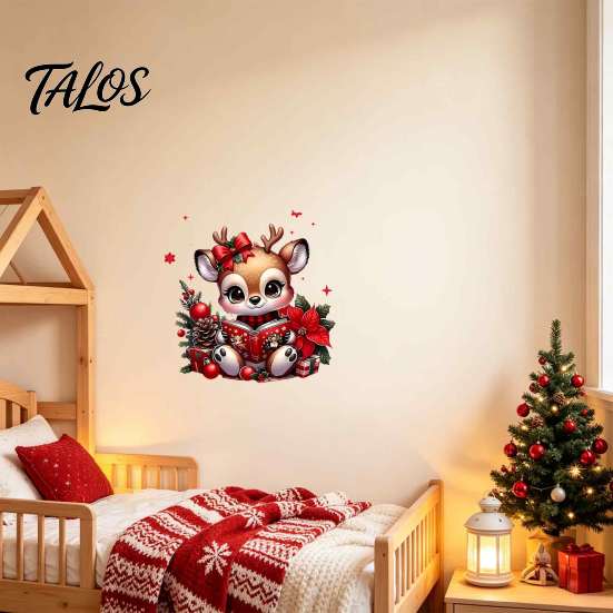 Creative Seasonal Wall Murals Christmas Deer Sticker, PVC Elk Decal for Glass Windows Holiday Gift Home Decor Decor, Waterproof Removable Mural Living