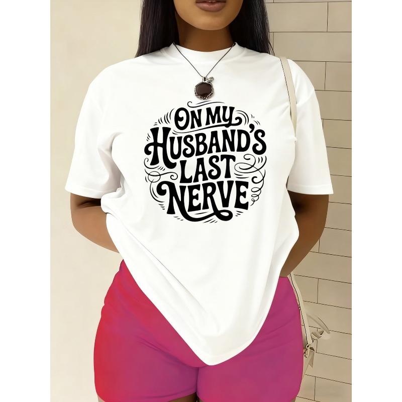 

Women s Funny Marriage Humor T-Shirt ,White Short Sleeve Round Neck Casual Top with Wife Gift Idea for Christmas, Casual Attire & Y2K Style S белый