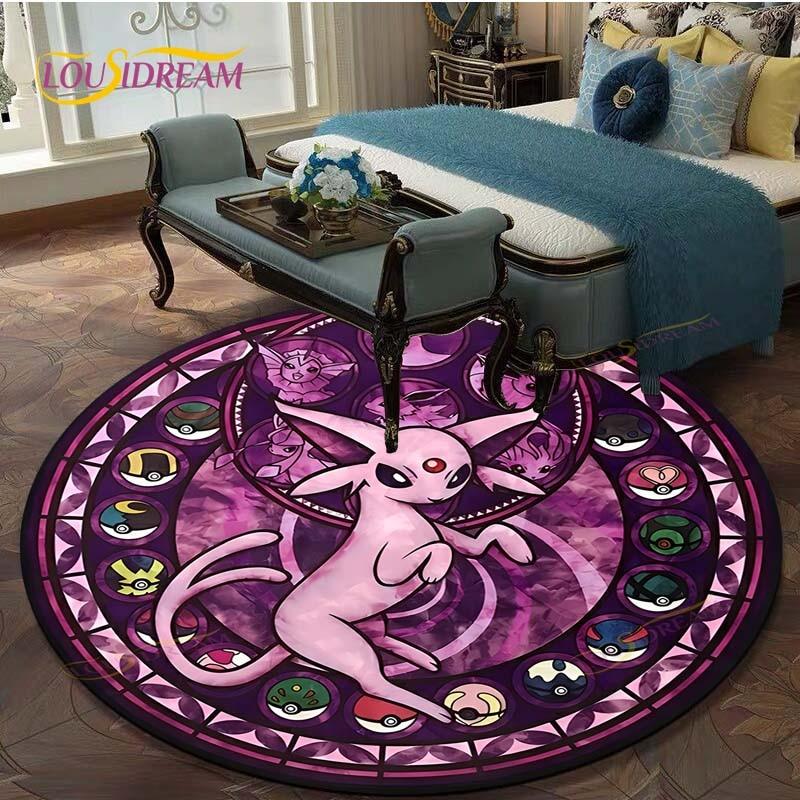 Kulatý koberec do obývacího pokoje Koberce Ložnice Děti Koberec s Pikachuem Koupelnová předložka Kreslený potisk Pokemonů Podložka na podlahu Koberec do dětského pokoje