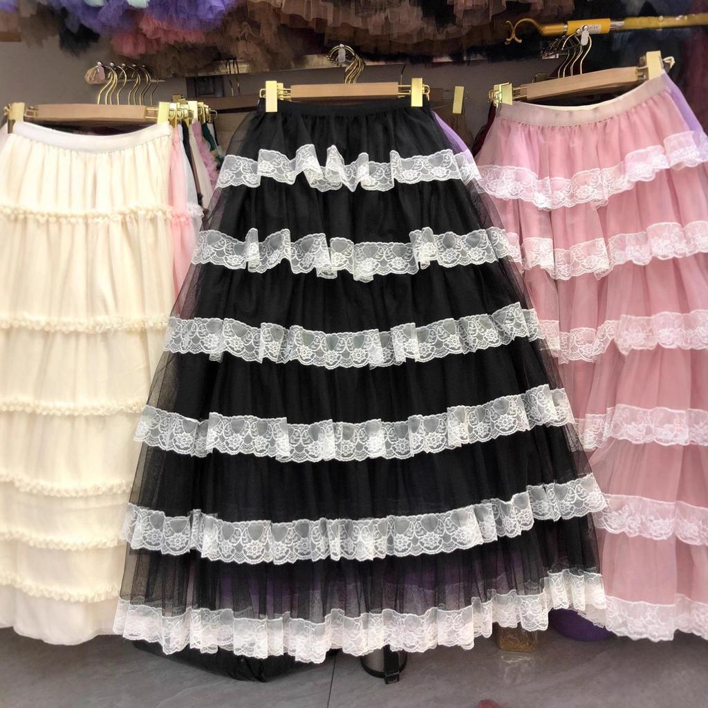 New French Princess Layered Lace Puffy Cake Skirt