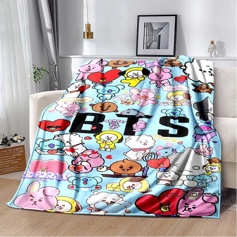 2026 Nuova Collezione Cartoni Animati Anime BT21 Adorabile Coperta Ultra Morbida per Bambini Coperta da Divano Perfetta per Viaggi Divani Picnic