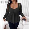 DICFY Women's Fashion Casual V-Neck Long Sleeve Blouses & Shirts