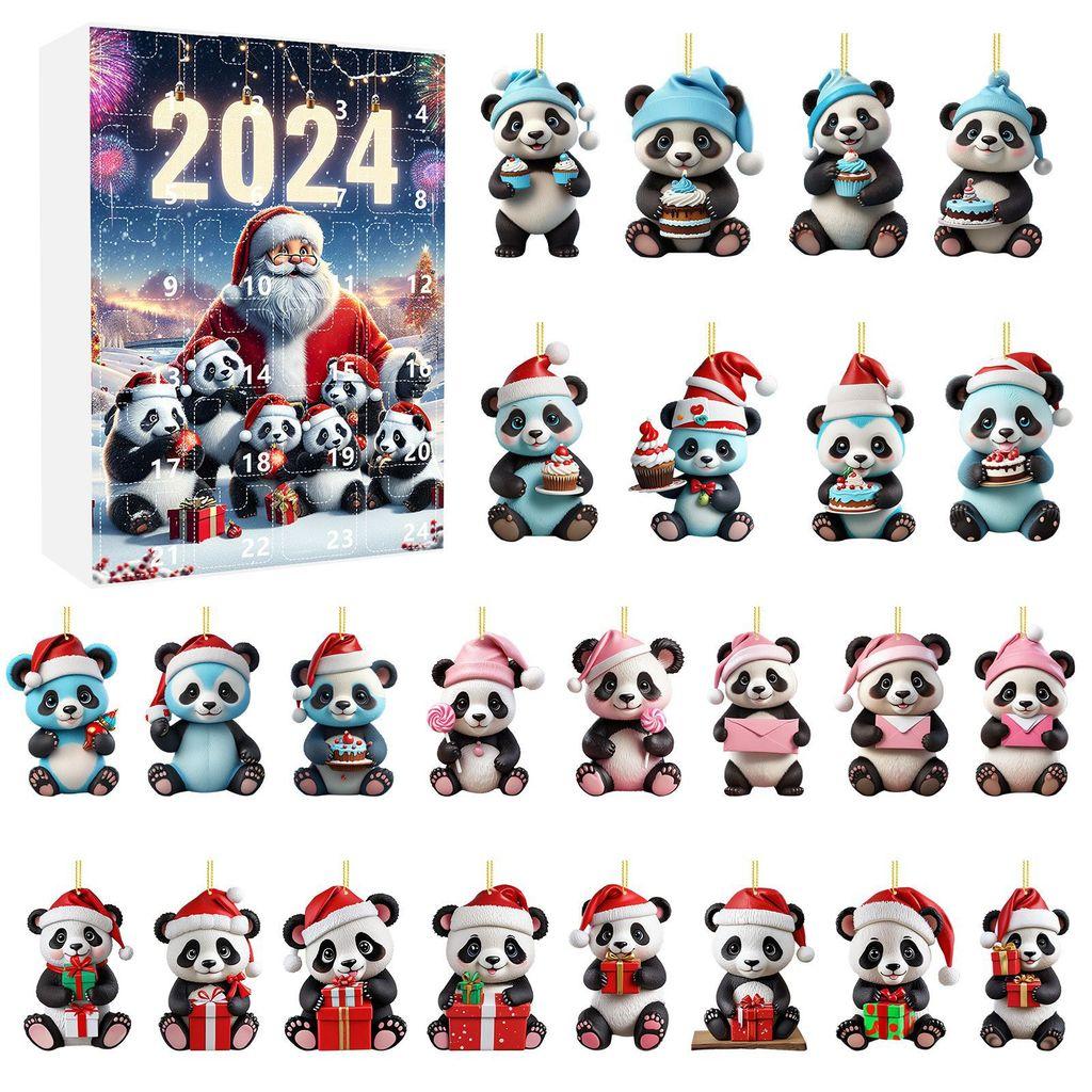 Christmas Countdown Blind Box With Panda Hanging Decor For Holiday Gift Giving